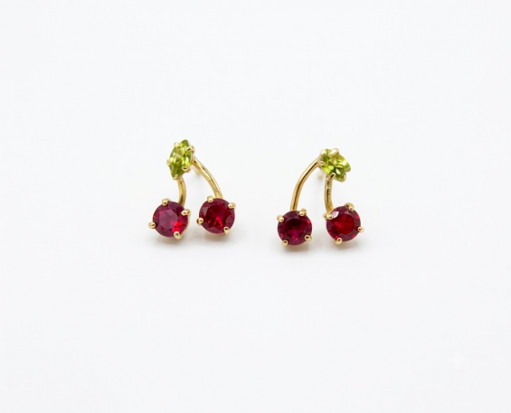 ARETES DE ORO DE CEREZAS 